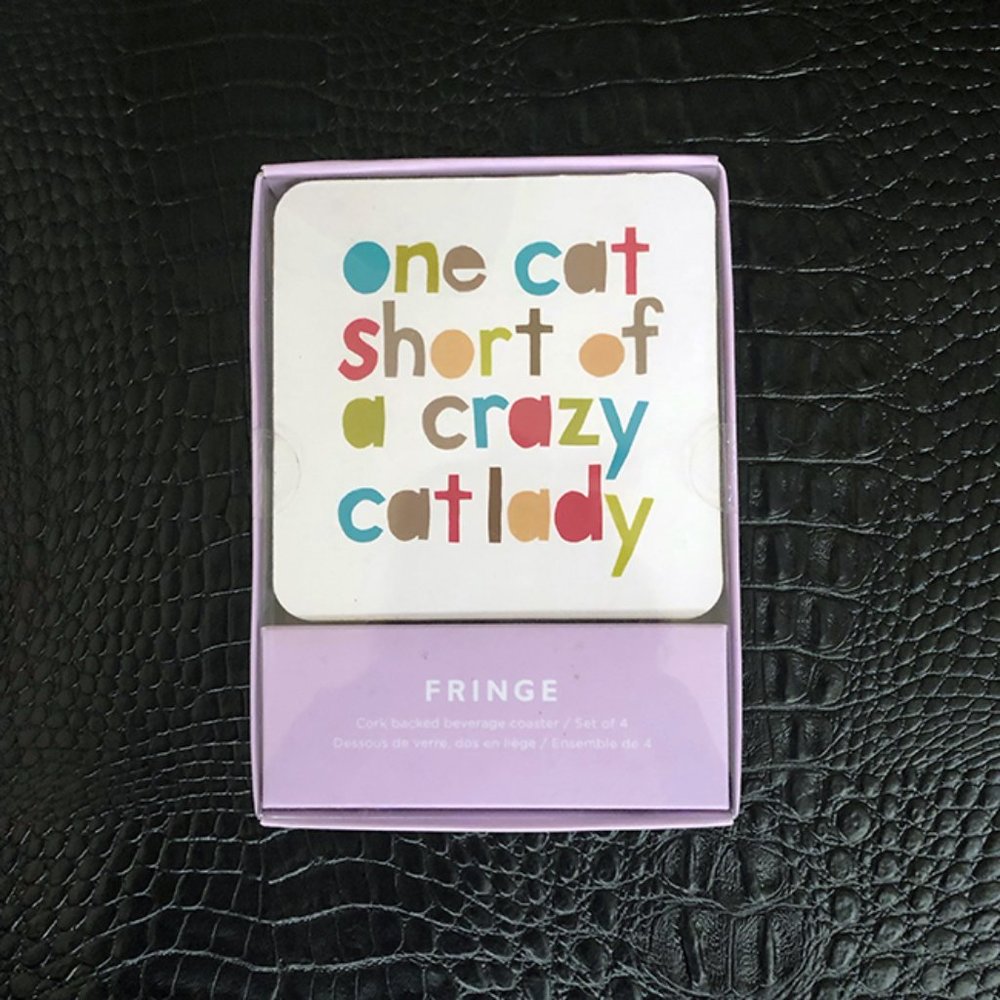 NEW Cat-Themed Coasters (Set of 4) for the Single, Childless Cat Ladies